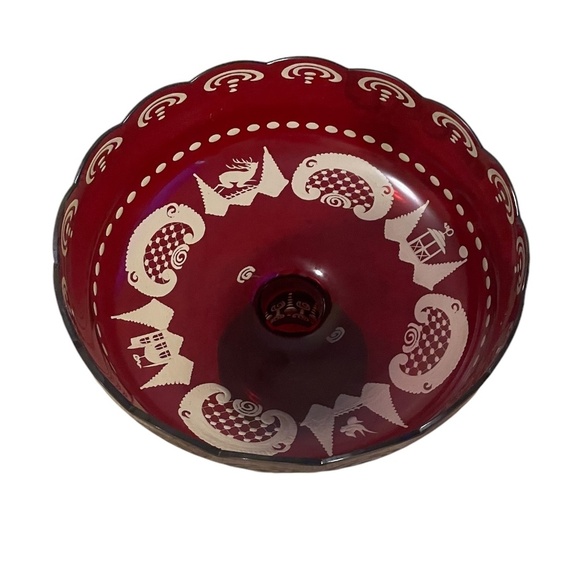 Vintage Egermann Cut To Clear Epergne Ruby Red Crystal Glass Pedestal - Picture 3 of 9